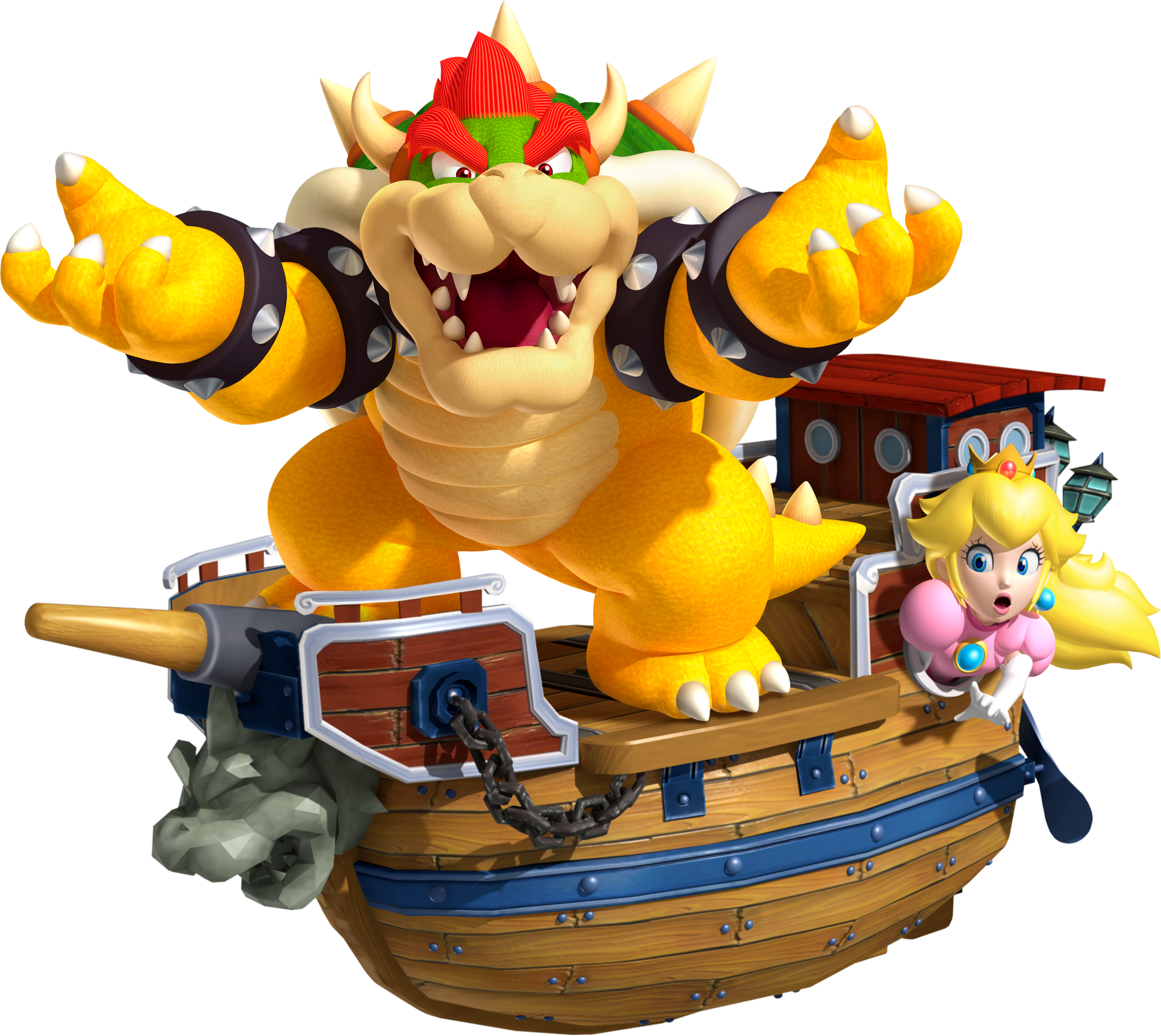 Bowser holds Peach on airship