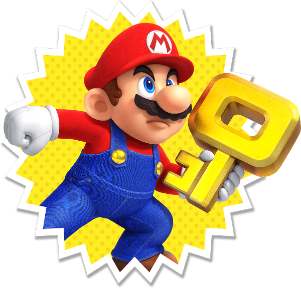 Mario holding key